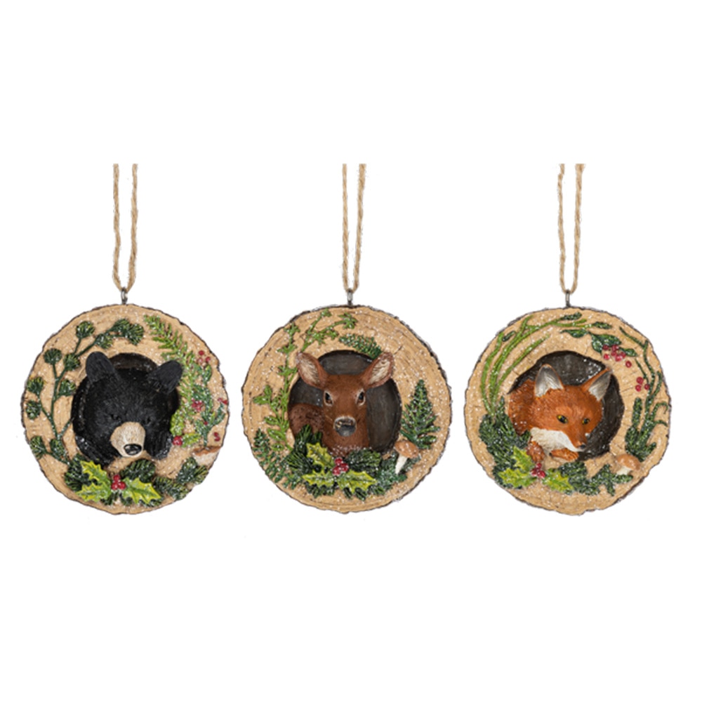 Midwest, Collectibles, Wood, Gifts, 2024, Wood Sliced, Disk Animal, Ornaments, 824574